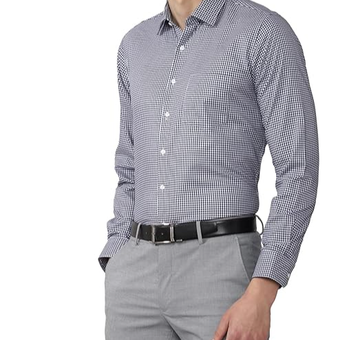 Van Heusen Men's Slim Fit Checkered 100% Cotton Formal Shirt